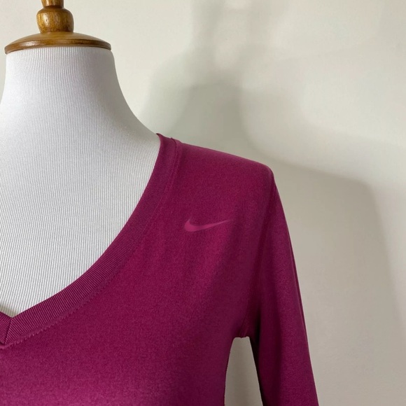 Nike Shirt Dri Fit Lightweight Active V-Neck Dark Pink Sz. S - Picture 9 of 11